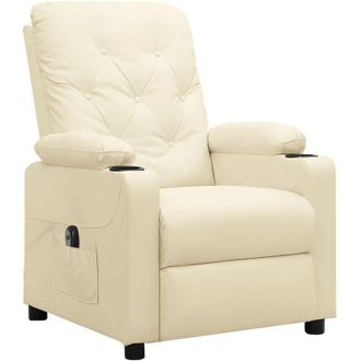 vidaXL Vidaxl - Sill&oacute;n Reclinable El&eacute;ctrico De Cuero Sint&eacute;tico Crema