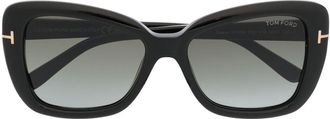 Tom Ford Eyewear logo-detail butterfly-frame sunglasses - women - Acetate - 55 - Black