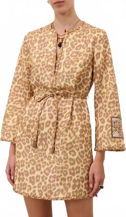 Zimmermann Awaken Braid Trim Tunic In Lemon Leopard