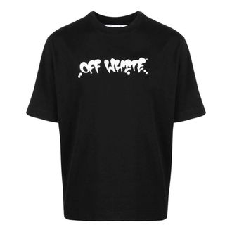 Off-white Mens Off-White SS22 Logo Alphabet Printing Short Sleeve Black T-Shirt OMAA119S22JER0061020