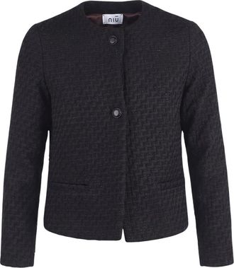 Ni&ugrave; Tweed Jassen - Dames - Blazers - Zwart - M - Tweed - Jassen