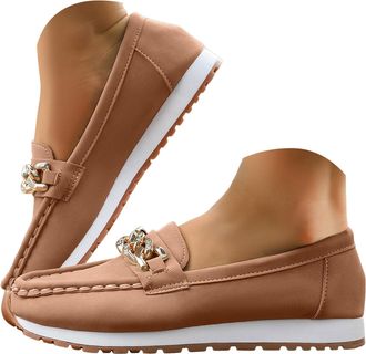 Generic Loafers for Women Casual Suede Loafers Slip On Boat Shoes Lightweight Walking Flats Shoes Comfortable Shoe Comfortable Low Top Orthopedic Shoe Every S