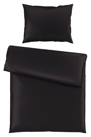 Novel Bettw&auml;sche, Schwarz, Textil, Uni, 140x200 cm, pflegeleicht, atmungsaktiv, schadstoffgepr&uuml;ft, Heimtextilien, Bettw&auml;sche & Leint&uuml;cher, Bettw&auml;sche, Satin