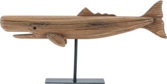 Melrose International Pine Wood Whale Sculpture (Set of 2) - Brown