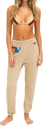 Aviator Nation Logo Stitch Sweatpants In Sand