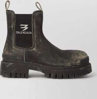 Balenciaga round toe chelsea strike leather boots