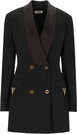 Versace Kleedjes, Dames, Zwart, M, Wol, Wool Blazer