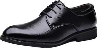 Generic Mens Pointed Toe Dress Shoes Breathable Formal Oxfords British Korean Style Fashion Business Casual Wedding Shoes with Comfortable Fit(Black,10.5)