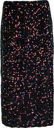 Emma Multicolor Sequin Midi Skirt With Stretch Velvet Texture