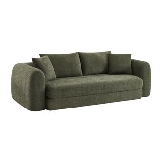 Sweeek Sof&aacute; cama envasado al vac&iacute;o de borreguito texturizado, 3 plazas, verde