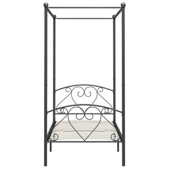Berkfield Home Elegant Canopy Bed Frame Grey Metal 120x200 cm | Size: Small Double