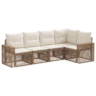 vidaXL Conjunto De Sof&aacute;s De Jard&iacute;n 5 Pcs Beige Y Blanco Crema Vidaxl