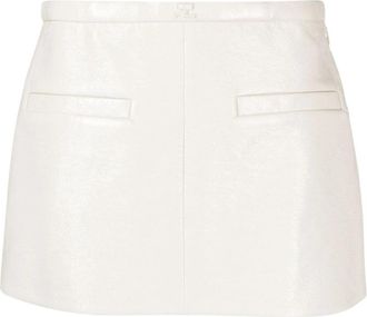 Courr&egrave;ges Heritage A-lijn Vinyl Mini Rok - Dames - Korte rokken - Wit - S - Leer - Rokken