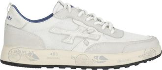 Premiata White Nous 8234 Suede-Blend Distressed Sneakers