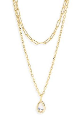 Argento Vivo Layered Chain Mini Teardrop Necklace in Gold at Nordstrom Rack