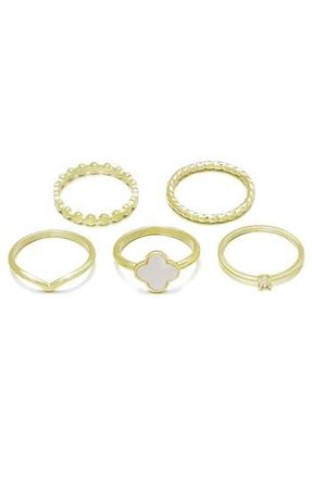 Adornia 5-Pack Rings in Gold/White at Nordstrom Rack, Size 8