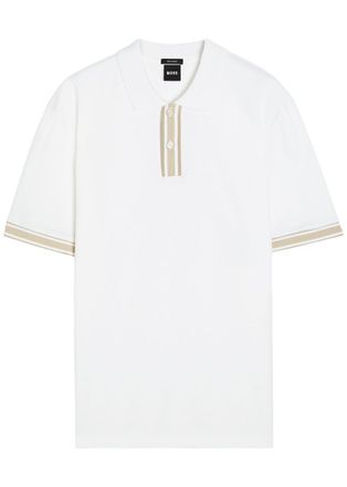 BOSS Boss Striped-trim Cotton Polo Shirt - White - Xxl