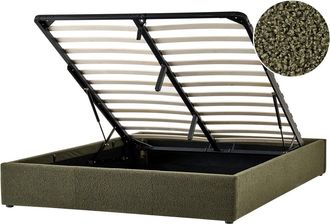 Beliani Cama matrimonial de tejido verde 160x200