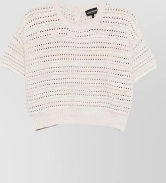 Emporio Armani crew neck short sleeve open knit top