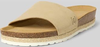 Espadrij Slides aus Leder mit Logo-Pr&auml;gung Modell COPINE in Beige, Gr&ouml;&szlig;e 42