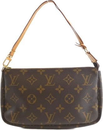 Louis Vuitton Marron Monogram Coated Canvas Pochette Pouch (Pre-Owned)