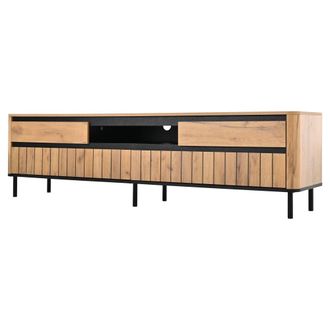 Urban Meuble Mueble tv efecto roble natural 2 cajones 2 puertas abatibles y 6 patas
