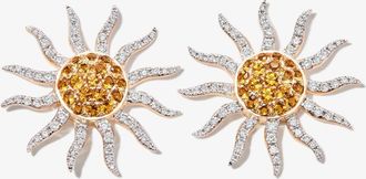 Yvonne Léon 9K Yellow Gold Sun Citrine Diamond Earrings - Womens - Citrine/Diamond/9kt Yellow Gold
