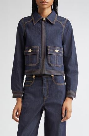 Cinq &agrave; Sept Lydie Crop Denim Jacket in Indigo at Nordstrom Rack, Size Xx-Small
