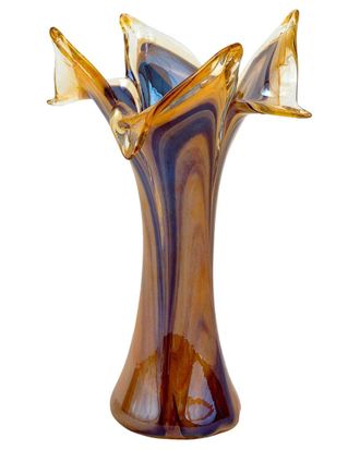 Vietri Vietri Onda Glass Tortoiseshell Twisted Flower Vase With $8 Credit