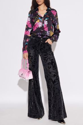 Versace Jeans Couture Jeans With A Velvet Pattern, Womens, Grey