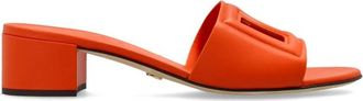 Dolce & Gabbana Schoenen, Dames, Oranje, 39 1/2 EU, Leer, DG Logo Leren Mules
