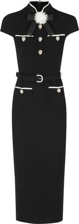 Self Portrait Midi Jurk van Wolcr&ecirc;pe - Dames - Casual kleedjes - Zwart - 2XS - Wol - Kleedjes