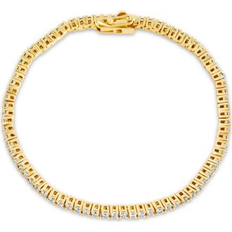Sterling Forever Mirabell Cubic Zirconia Tennis Bracelet in Gold at Nordstrom, Size Medium