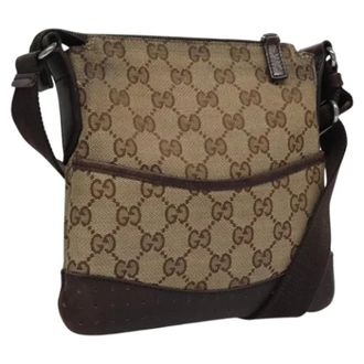 Gucci Pre-owned Canvas gucci-bags - Dames - Pre-owned - Beige - Maat: ONE Size Leer