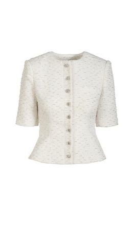 Generation Love Tashi Crystal Embellished Tweed Jacket in Cream at Nordstrom, Size Xx-Small