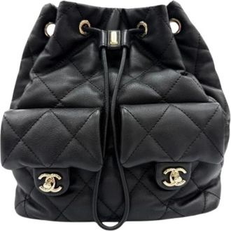 Chanel Pre-owned Vintage Rugzak - Dames - Vintage Tas - Zwart - ONE Size - Leer - Vintage