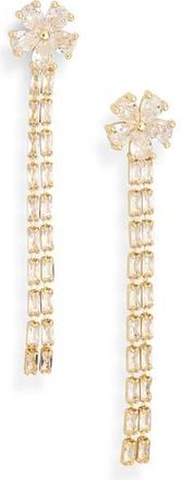Nordstrom Rack Cubic Zirconia Flower Linear Drop Earrings in Clear- Gold at Nordstrom Rack