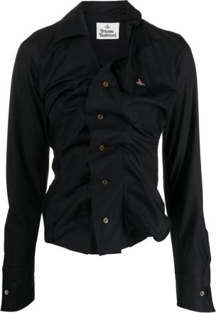 Vivienne Westwood Zwarte Katoenen Asymmetrische Blouse - Dames - Overhemden - Zwart - XS - Katoen - Overhemden