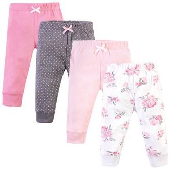Hudson Baby 4Pk Essential Pants Set in Basic Pink Floral at Nordstrom, Size 0-3M