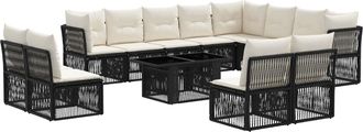 vidaXL Conjunto De Sof&aacute;s De Jard&iacute;n 13 Uds. Negro Rat&aacute;n Sint&eacute;tico Vidaxl
