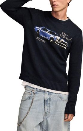 Lucky Brand Mustang Cotton Blend Sweater in Cadet Navy at Nordstrom, Size Xx-Large