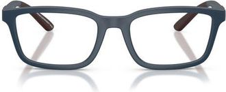 Emporio Armani 56mm Rectangle Optical Glasses in Matte Blue /Demo Lens at Nordstrom