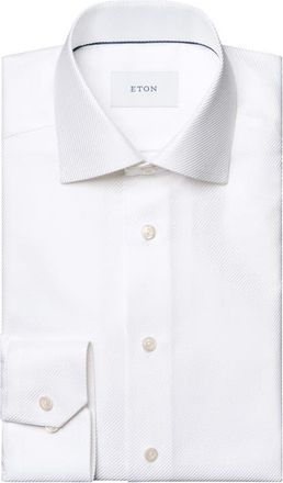 Eton Slim Fit Diagonal Weave Dress Shirt in White at Nordstrom, Size 14.5