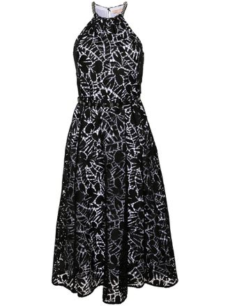 Michael Michael Kors broderie-anglaise belted midi dress - women - Polyester/Polyester - S - Black