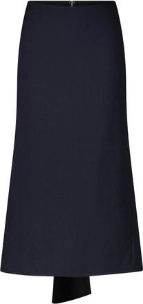 Victoria Beckham Wollen Cr&ecirc;pe Midi Rok met Kick Detail - Dames - Midirokken - Blauw - XS - Wol - Rokken