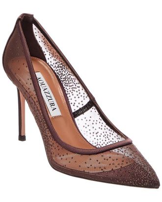 Aquazzura Logo 85 Satin & Mesh Pump