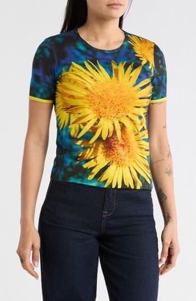 Desigual Floral Ringer T-Shirt in Blue at Nordstrom Rack, Size X-Small
