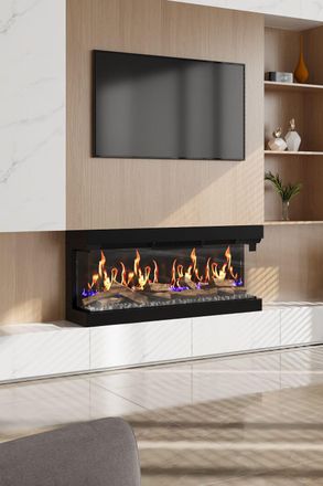 Living and Home 50inch 3-Sided Smart Electric Fireplace in Black