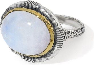 Tiramisu Silver Plated 1.33 Ct. Tw. Rainbow Moonstone Statement Ring