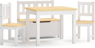 vidaXL Mesa Y Sillas Infantiles 4 Piezas Mdf Blanco Y Beige Vidaxl